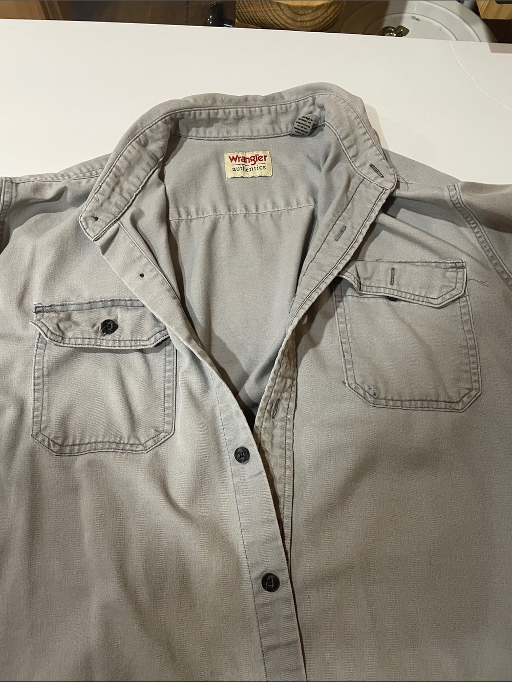 Wrangler Light Gray Button-Up Work Shirt